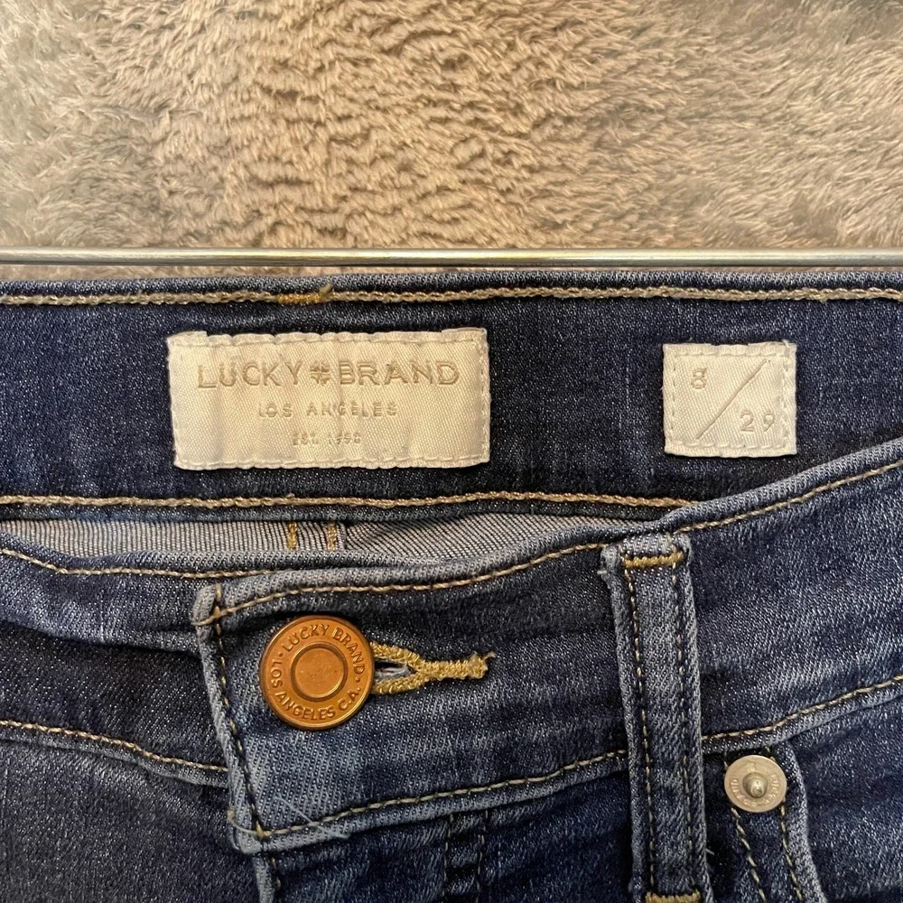 Lucky Brand Women Size 8 Mid Rise Ava Crop Dark Wash Stretch Denim Jeans
